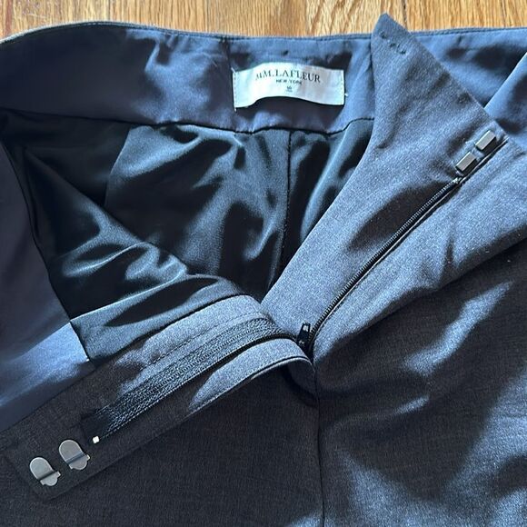 MM Lafleur 10 Clooney wool trousers charcoal grey ankle slit zip fly great cond - Picture 3 of 8